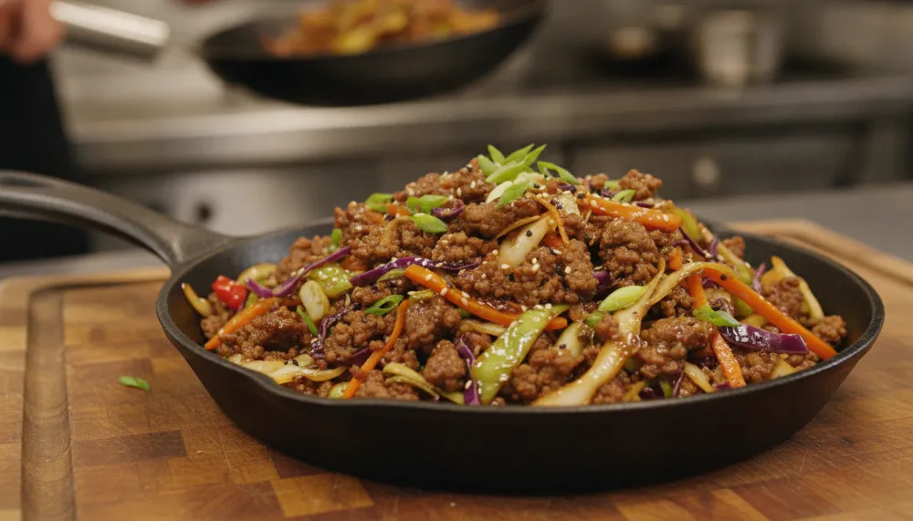 Home 4 Quick Ground Beef Cabbage Stir Fry 0