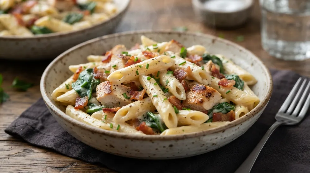 The Ultimate Creamy Chicken Bacon Ranch Pasta Recipe (Smoky and Rich) 3 Creamy Chicken Bacon Ranch Pasta 2