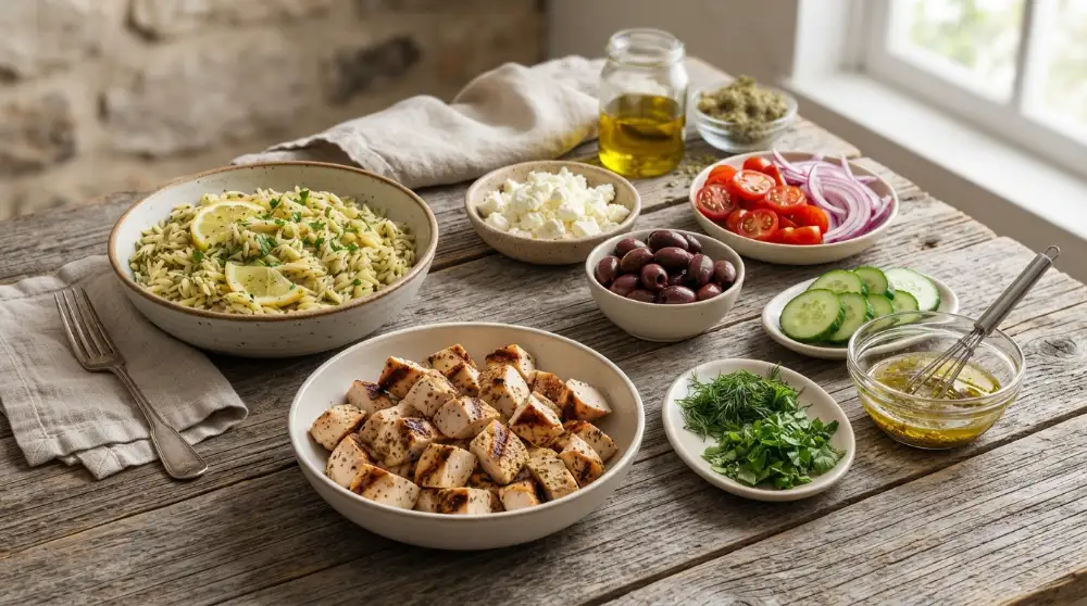 The Ultimate Greek Chicken Orzo Salad: Fresh Mediterranean Flavors 2 Greek Chicken Orzo Salad 1