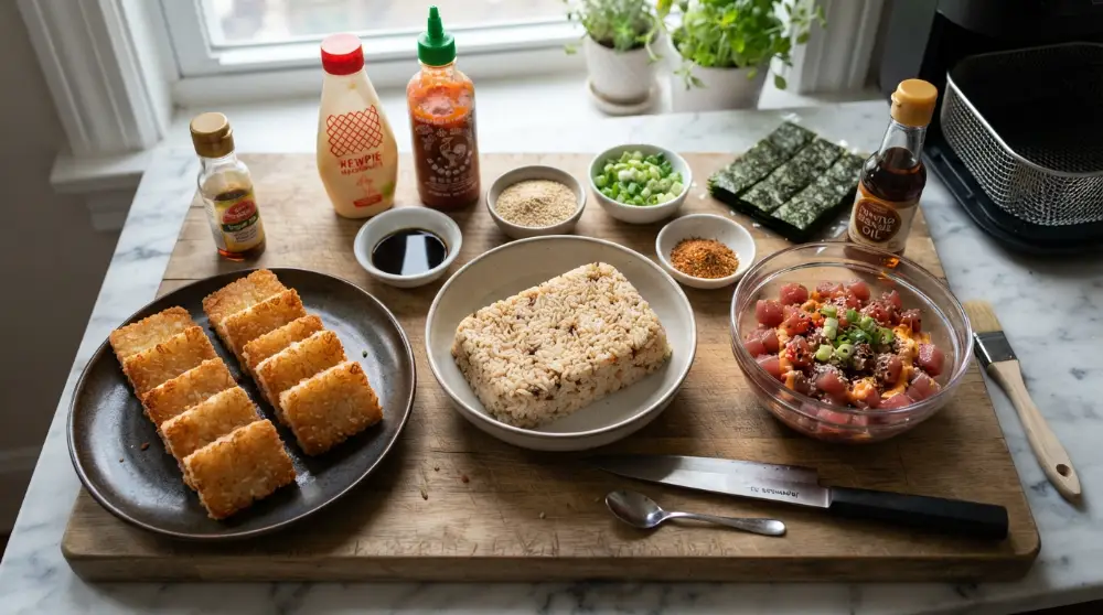 Air Fryer Crispy Rice with Spicy Tuna (Viral Dinner Hack) 2 Air Fryer Crispy Rice with Spicy Tuna Viral Dinner Hack 1