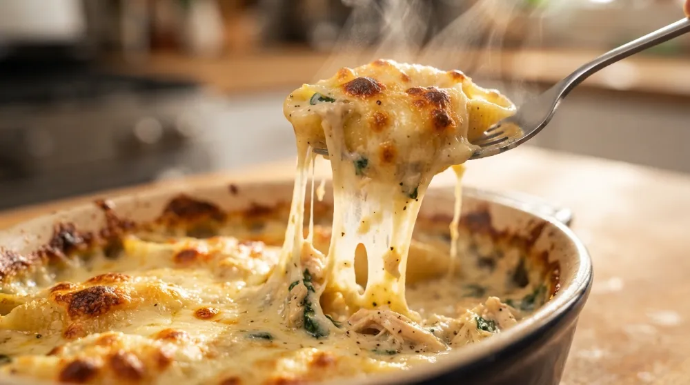 Cheesy Chicken Alfredo Stuffed Shells (Family Dinner) 3 Cheesy Chicken Alfredo Stuffed Shells Family Dinner 2