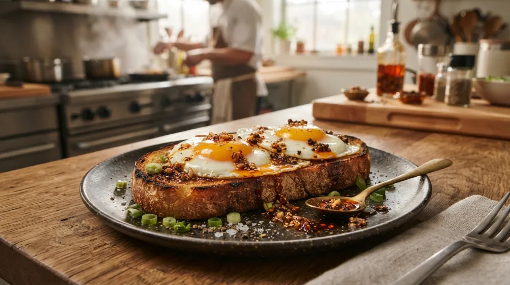 Home 1 Chili Oil Eggs on Toast Deliberate Breakfast 0