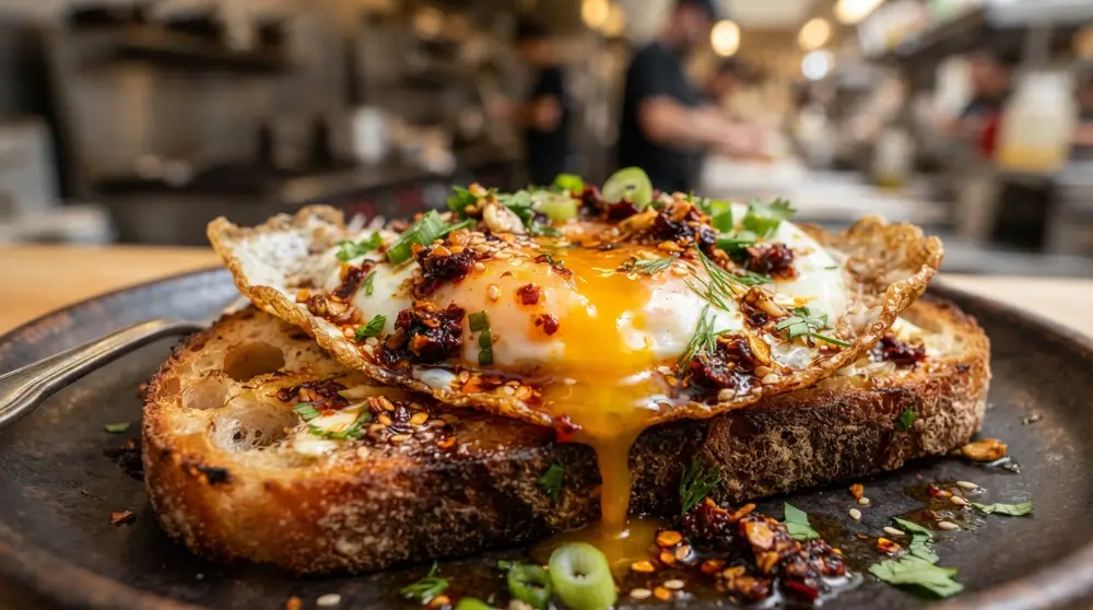 Chili Oil Eggs on Toast (Deliberate Breakfast) 3 Chili Oil Eggs on Toast Deliberate Breakfast 2
