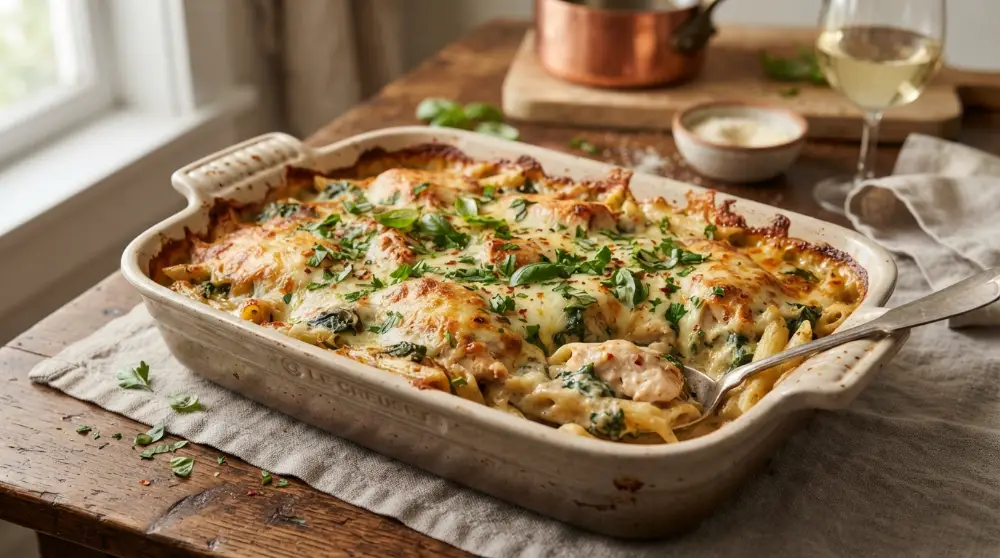 Home 2 Creamy Chicken Florentine Bake Comfort Dinner 0