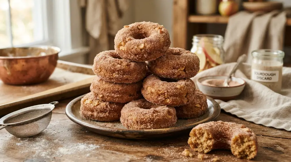 Home 2 Sourdough Discard Apple Cider Donuts Fall Baking 0